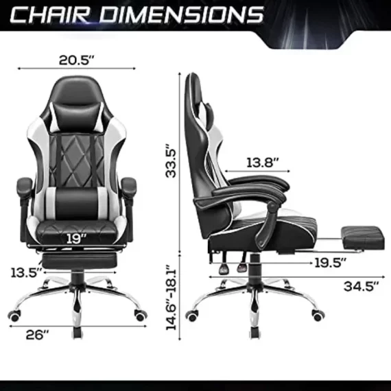 Massage Gaming Chair with Footrest and Lumbar Support 3 | PricZone