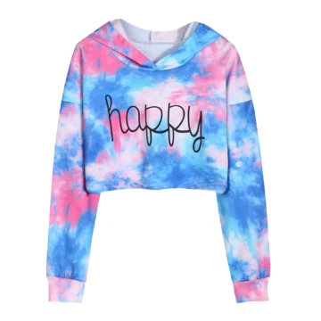 Girls' Autumn Tie-Dye Crop Hoodie 6-14Y 2