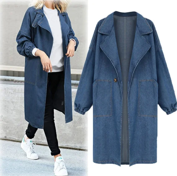 Chic Autumn Denim Windbreaker for Women | PricZone