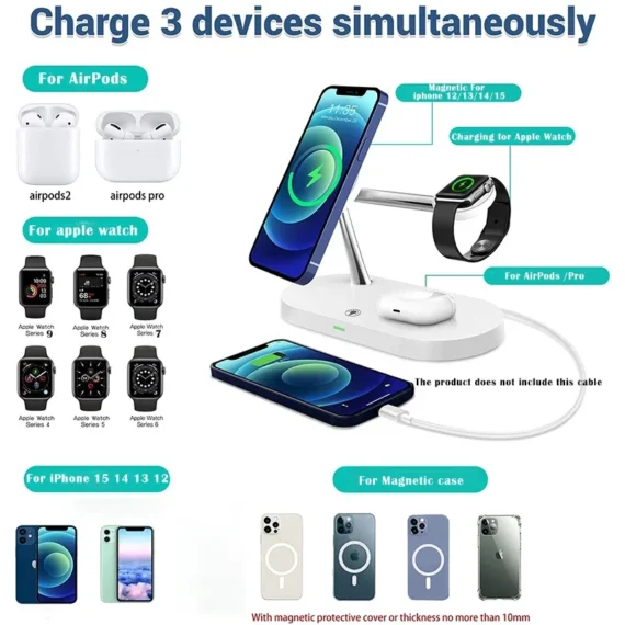 3 in 1 iPhone Apple Watch Fast Charger 3 | PricZone