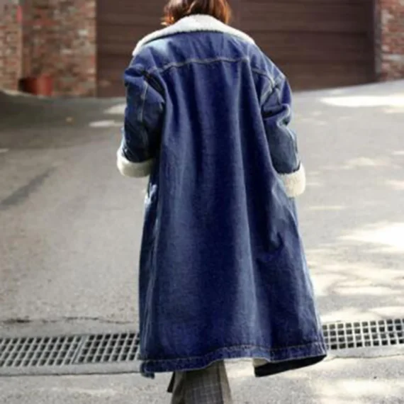 Winter Fleece Long Denim Coat for Women 3 | PricZone