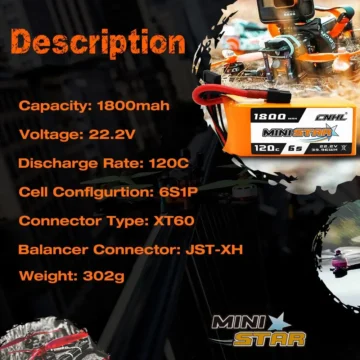 CNHL 6S 22.2V 1800mAh Lipo Battery XT60 2