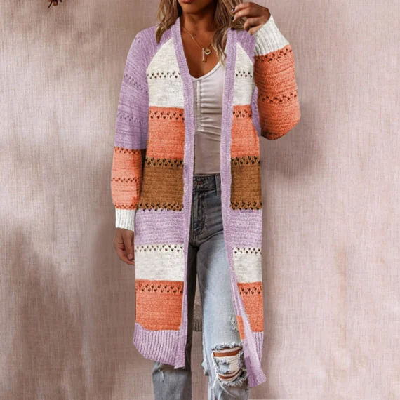 Boho Colorblock Long Cardigan for Women 3 | PricZone