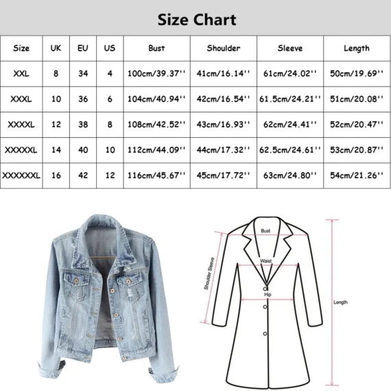 Chic Spring Denim Jacket Womens Ripped 6 | PricZone