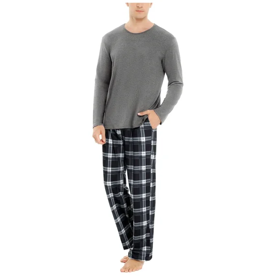 Mens Casual Plaid Pajama Set Shirt 2 | PricZone