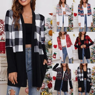 Chic Plaid Cardigan Sweater for Women