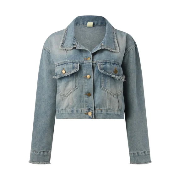 Retro Cropped Denim Jacket for Women 3 | PricZone