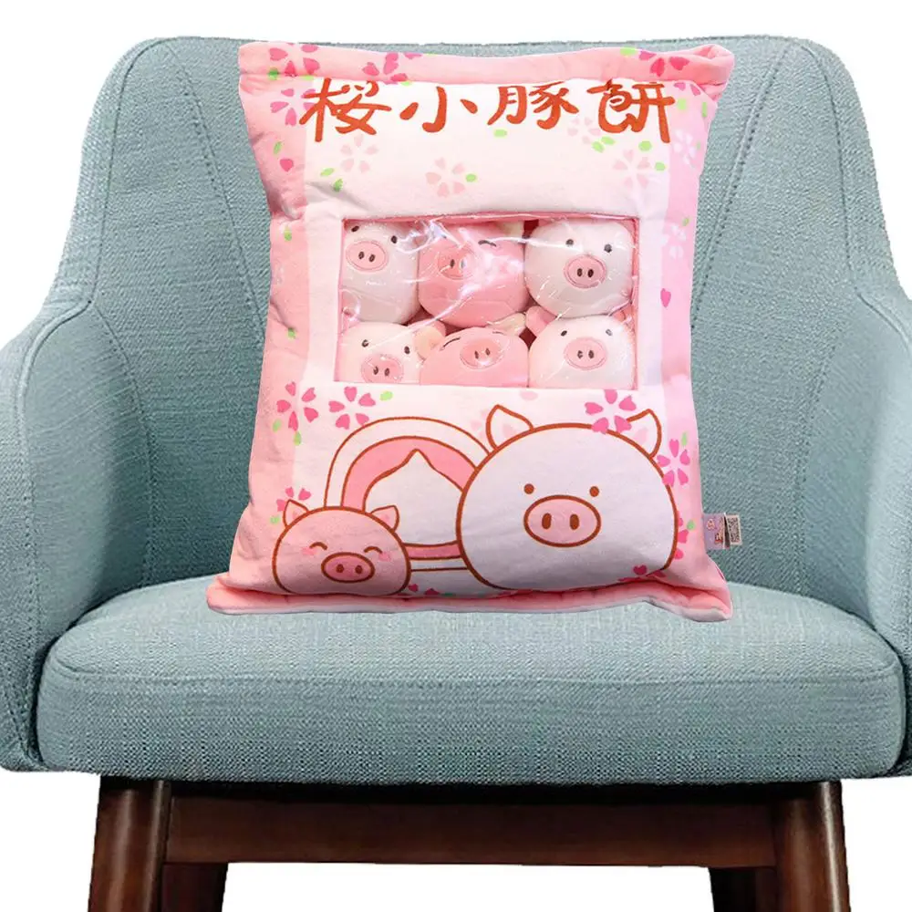 Soft Pig Plush Pillow with 8 Toys