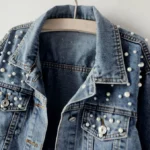 Blue Beaded Denim Jacket for Women 4 | PricZone