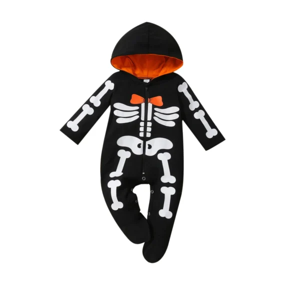 Infant Bone Print Hooded Halloween Romper 3 | PricZone