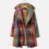 Plaid Gradient Hooded Knit Cardigan with Pocket