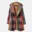 Plaid Gradient Hooded Knit Cardigan with Pocket