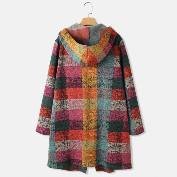 Plaid Gradient Hooded Knit Cardigan with Pocket 2 | PricZone