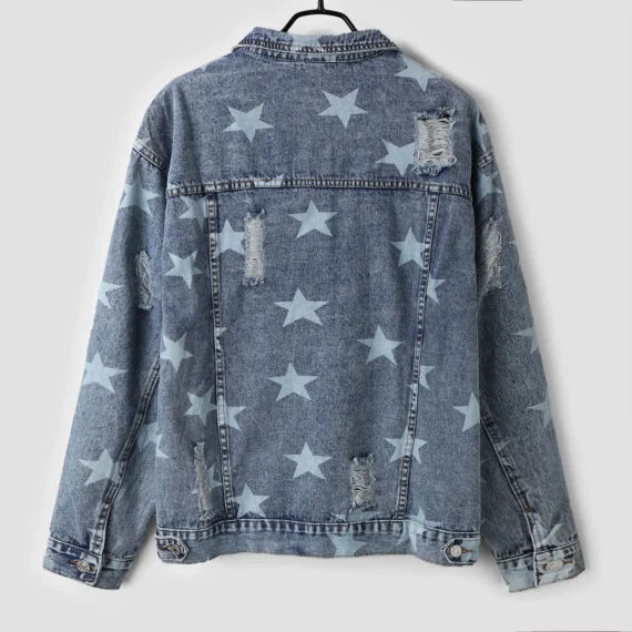 Star Print Denim Jacket for Women 3 | PricZone