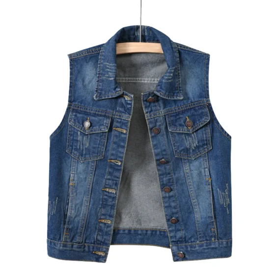 Sleeveless Denim Crop Vest for Women 2 | PricZone