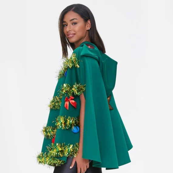 3D Christmas Tree Hooded Cape Costume 5