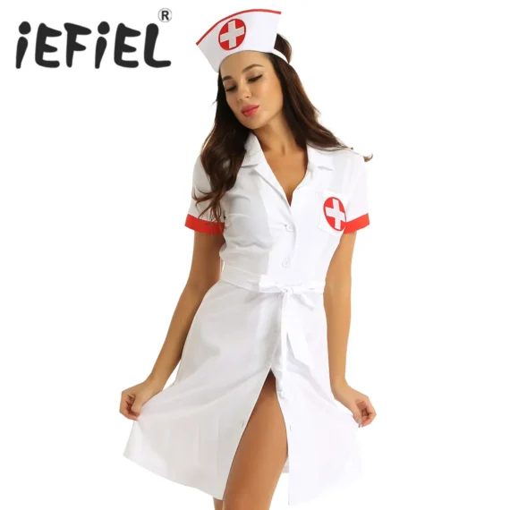 Sexy Nurse Roleplay Costume with Hat Belt | PricZone