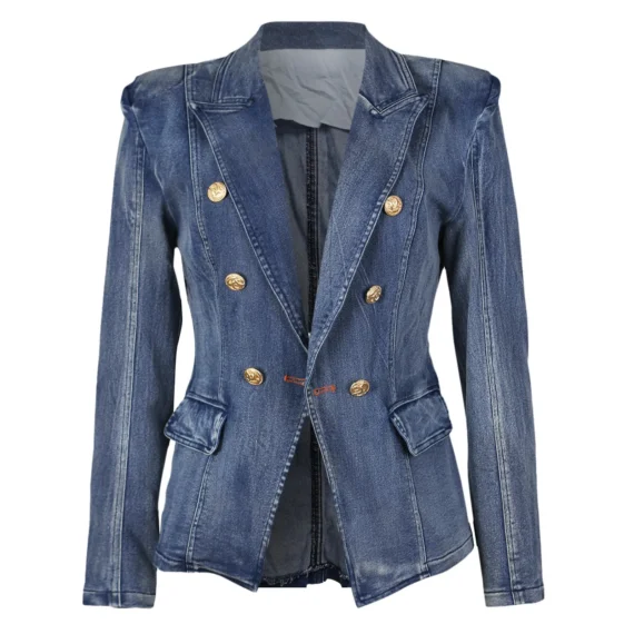 Slim Blue Denim Blazer for Women 5 | PricZone