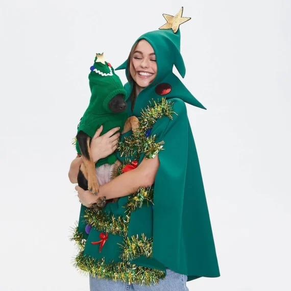 3D Christmas Tree Hooded Cape Costume 3