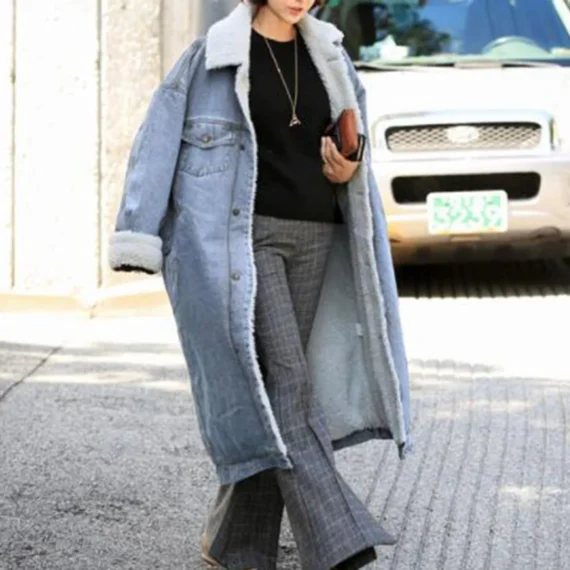 Winter Fleece Long Denim Coat for Women 5 | PricZone