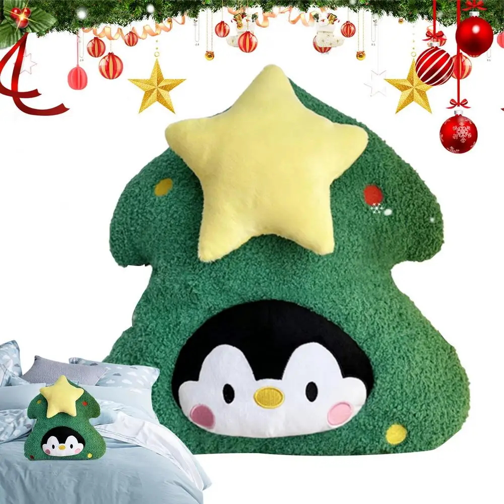 Star-Topped Plush Christmas Tree Pillow