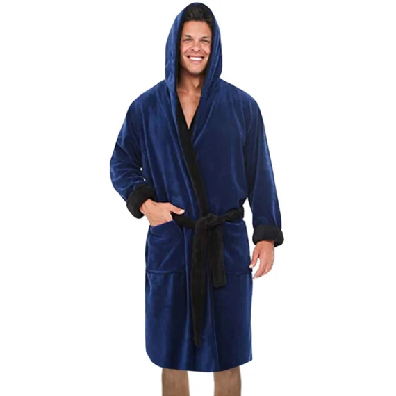 Mens Plush Warm Long Robe Kimono 3 | PricZone