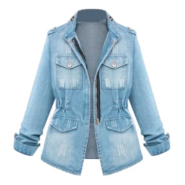 Autumn Slim Denim Coats for Women Zip Style | PricZone