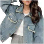 Retro Cropped Denim Jacket for Women | PricZone