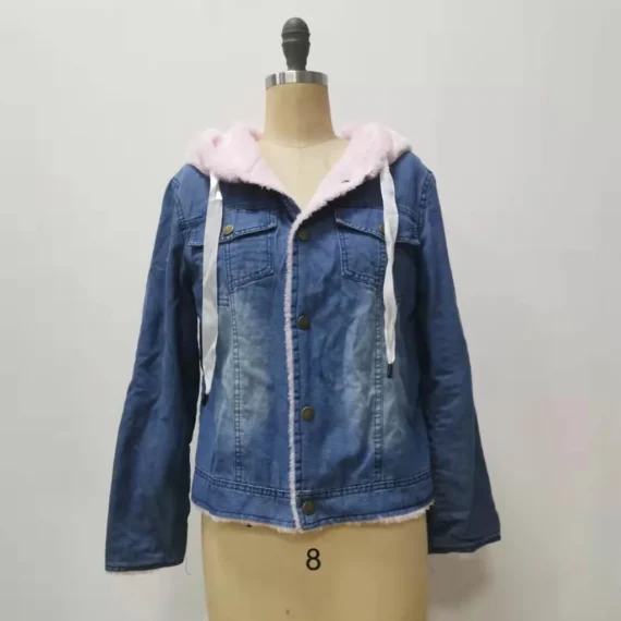 Long Fleece Denim Hooded Jacket 3 | PricZone