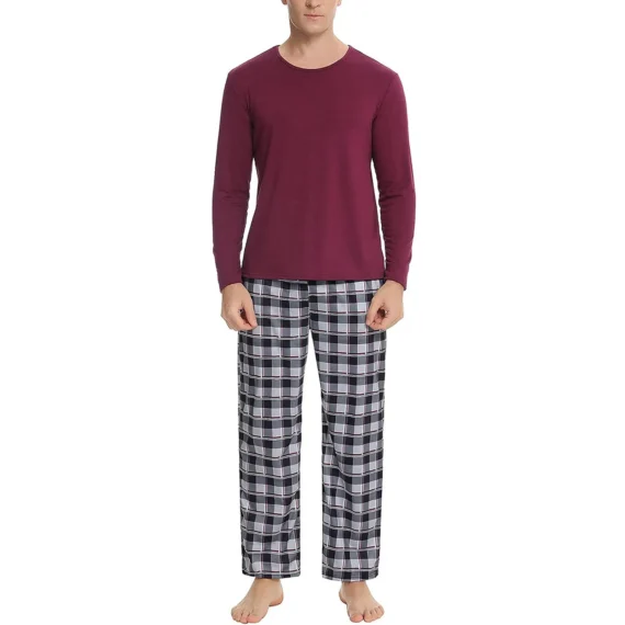 Mens Casual Plaid Pajama Set Shirt 4 | PricZone