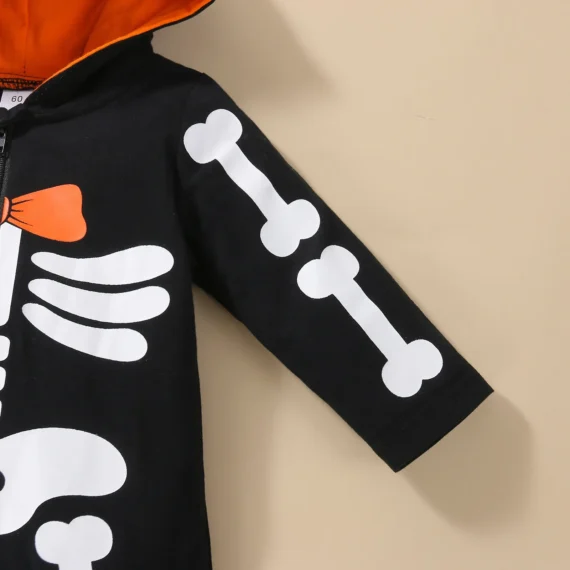 Infant Bone Print Hooded Halloween Romper 5 | PricZone