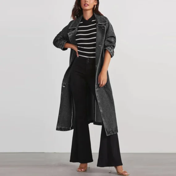 Vintage Midi Denim Trench Coat for Women | PricZone