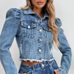 Puff Sleeve Denim Jacket 2024 Womens | PricZone