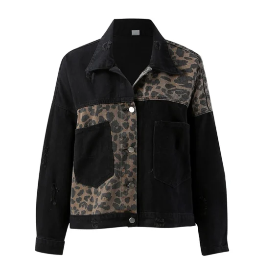 Chic Leopard Denim Jacket Womens Style 3 | PricZone