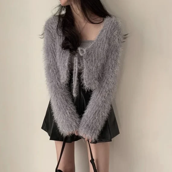 Velvet Cardigan Sweater Soft Sexy Loose 5 | PricZone