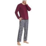 Mens Casual Plaid Pajama Set Shirt 3 | PricZone