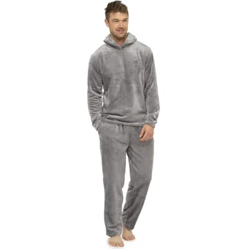 Warm Hooded Men's Fleece Pajama Set F4