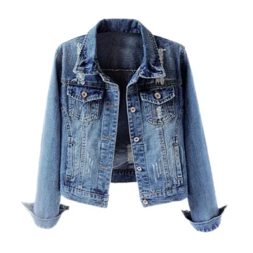 Chic Spring Denim Jacket Womens Ripped | PricZone