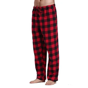 Red Plaid Cozy Men's Lounge Pajama Pants