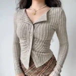 Y2K Korean Knit Cardigan Slim Vintage Style | PricZone