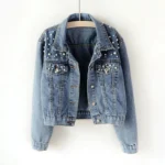 Blue Beaded Denim Jacket for Women 2 | PricZone