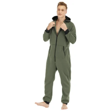 Hooded Men's Fleece Onesie - Cozy Sleepwear 2