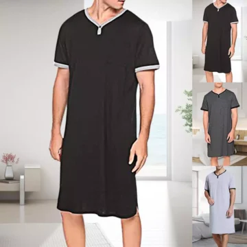 3XL Men's Comfy Pocket Nightgown Sleepwear