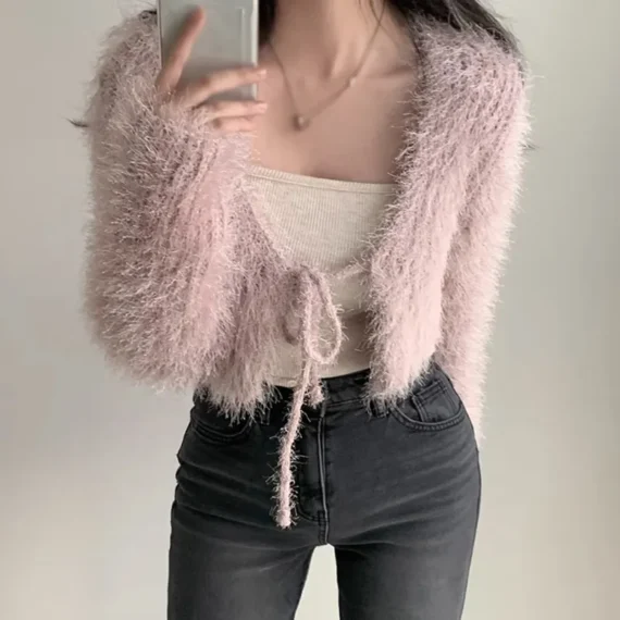 Velvet Cardigan Sweater Soft Sexy Loose 4 | PricZone