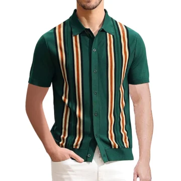 Stylish Mens Striped Polo Shirt - Slim Fit Tee