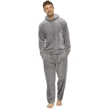 Warm Hooded Men's Fleece Pajama Set F4 2