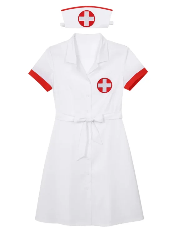 Sexy Nurse Roleplay Costume with Hat Belt 4 | PricZone