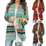 Boho Aztec Print Women's Cardigan Coat 2