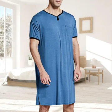 3XL Men's Comfy Pocket Nightgown Sleepwear 2