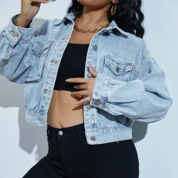 Chic Short Denim Jacket - Women's Crop Top Coat